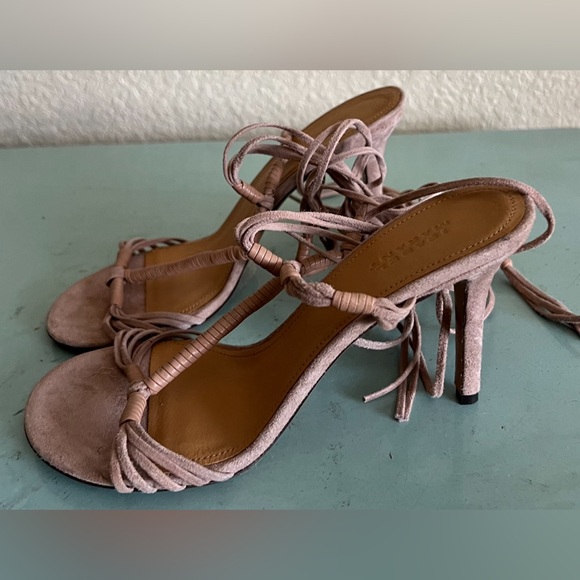 Isabel Marant Arja Brown Leather Lace Up Suede Heels Sandals 37 New $990 - Picture 4 of 16